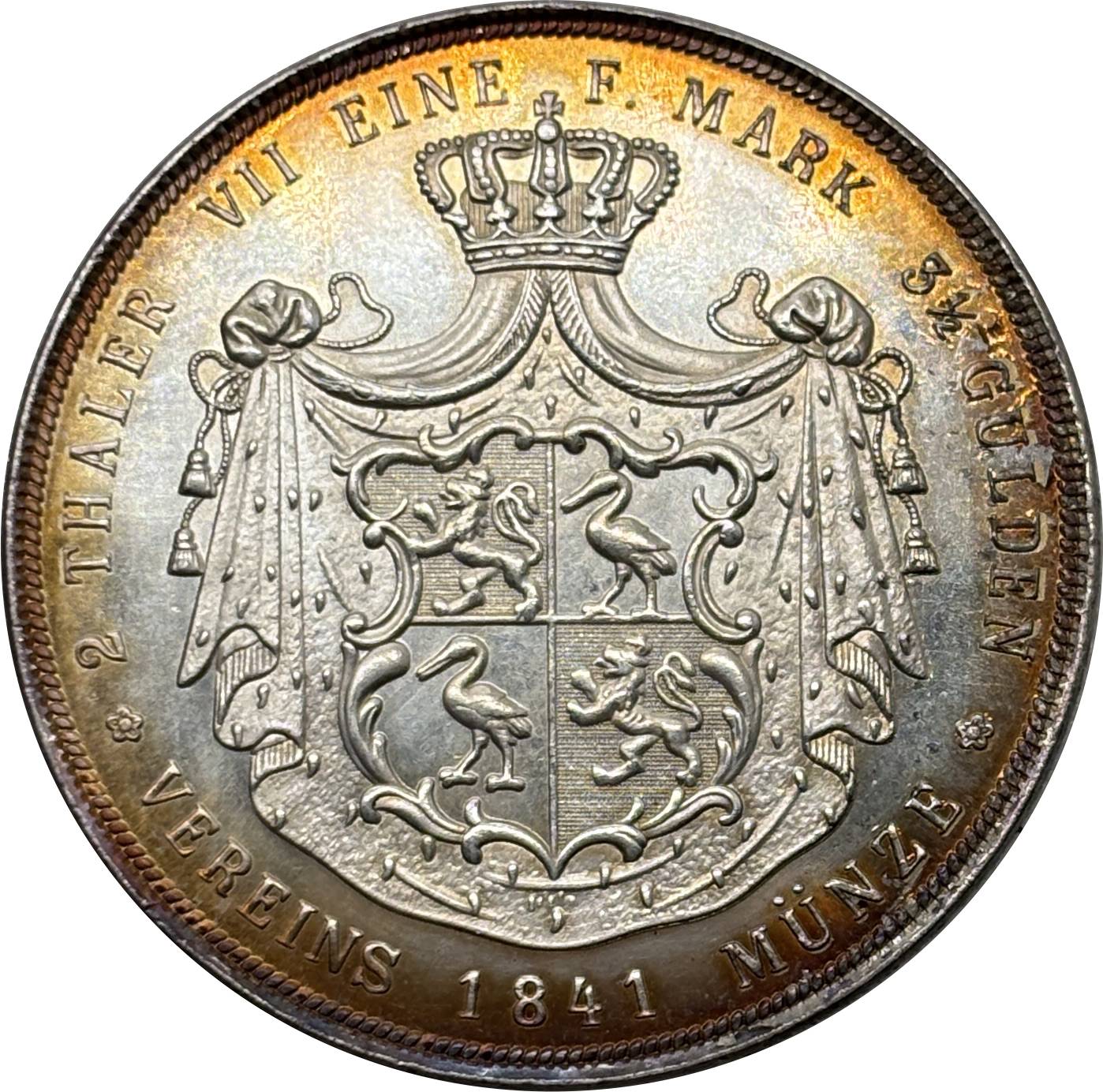 German States Reuss Obergreiz 2 Thaler 3 1/2 Gulden Heinrich XX 1841 A Silver Plated Replica Coin Commemorative Medal,Historical Collectible Art Craft For Enthusiasts