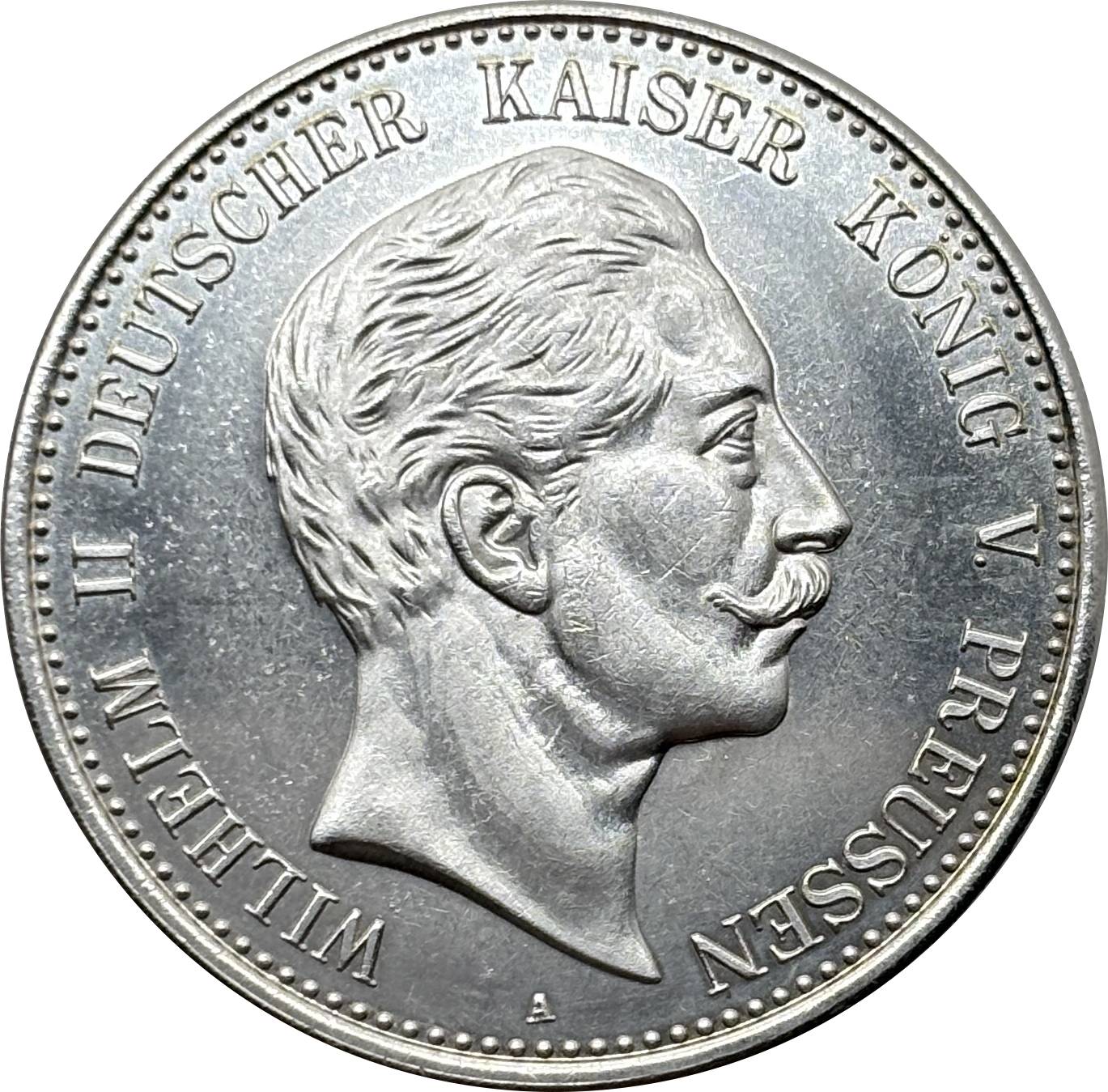 German States 1900 5 Mark William II Kingdom Of Prussia Silver Plated Replica Coin Commemorative Medal,Historical Collectible Art Craft For Enthusiasts