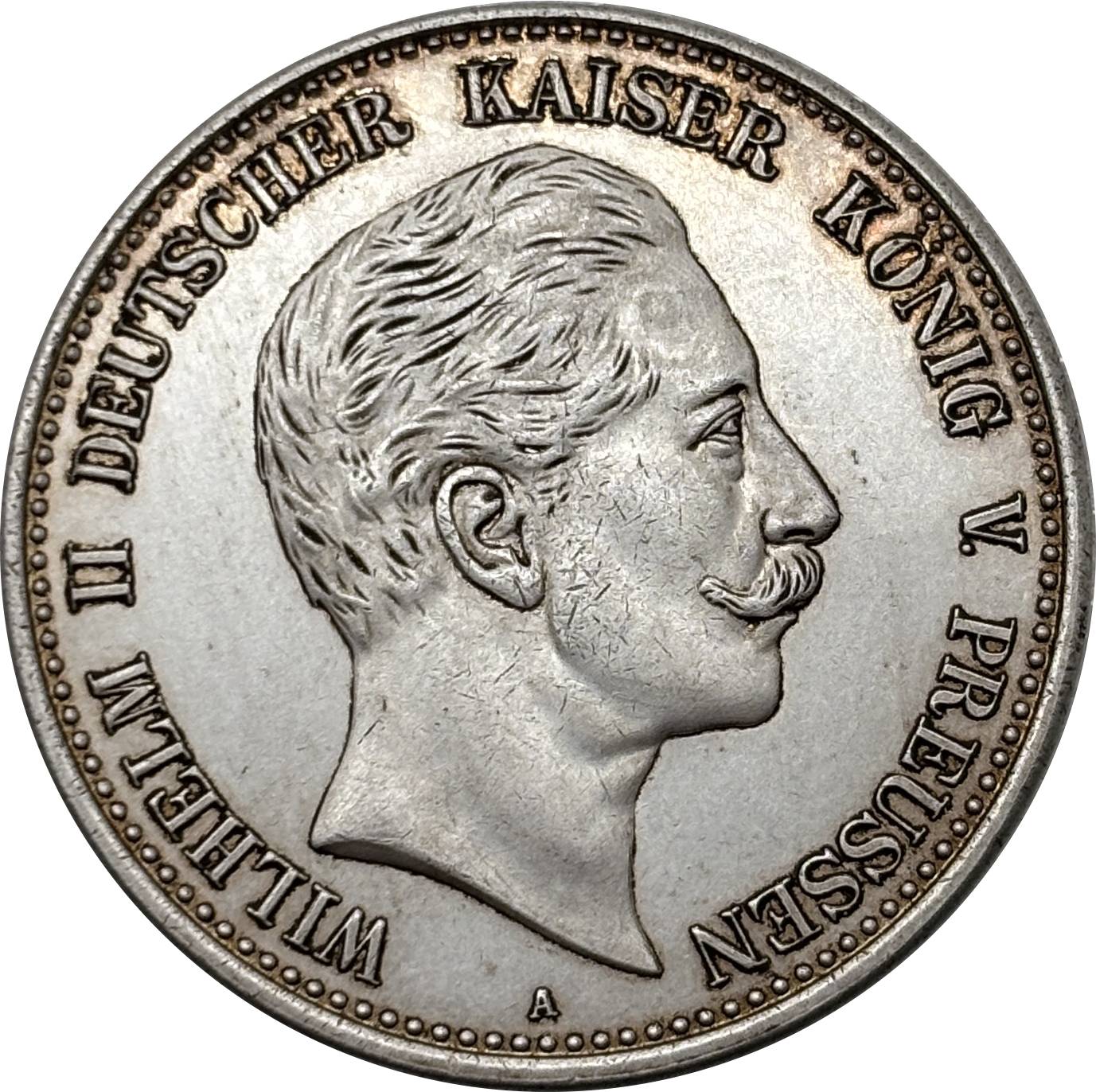 German States 1900 5 Mark William II Kingdom Of Prussia Silver Plated Replica Coin Commemorative Medal,Historical Collectible Art Craft For Enthusiasts