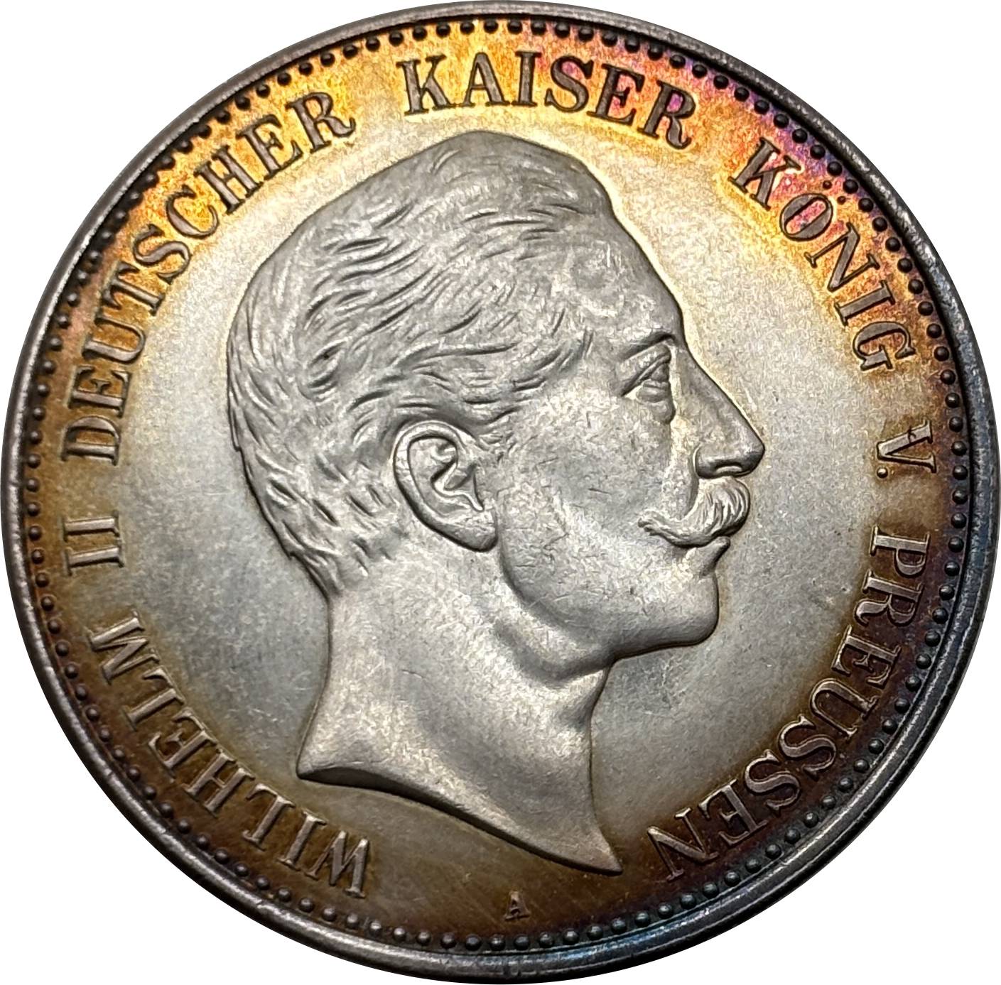 German States 1900 5 Mark William II Kingdom Of Prussia Silver Plated Replica Coin Commemorative Medal,Historical Collectible Art Craft For Enthusiasts