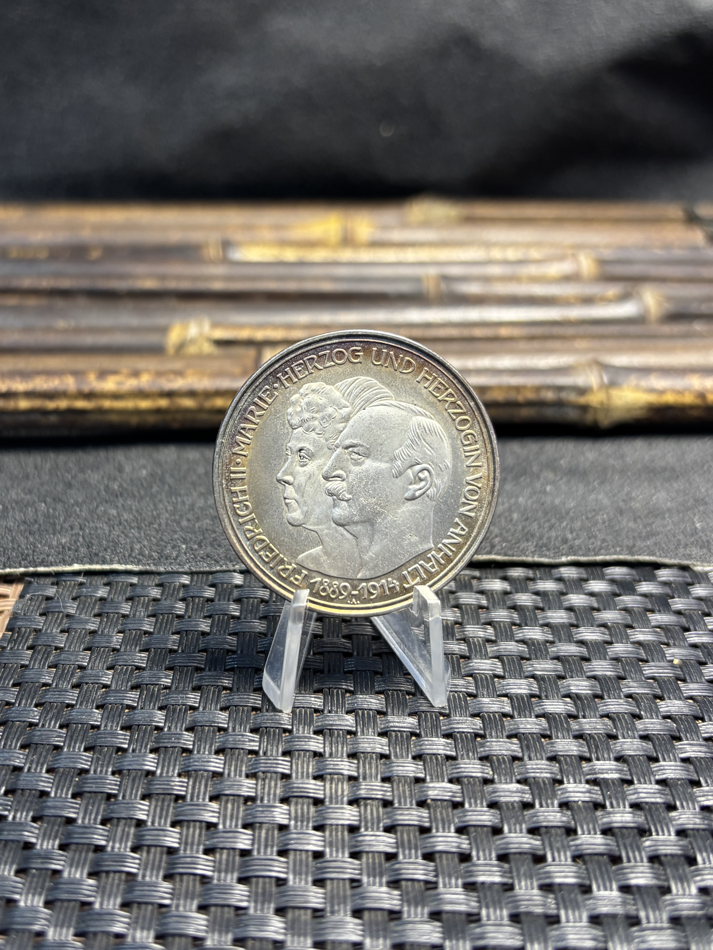 German States 1889 1914 5 Mark Frederick II Wedding Silver Plated Replica Coin Commemorative Medal,Historical Collectible Art Craft For Enthusiasts