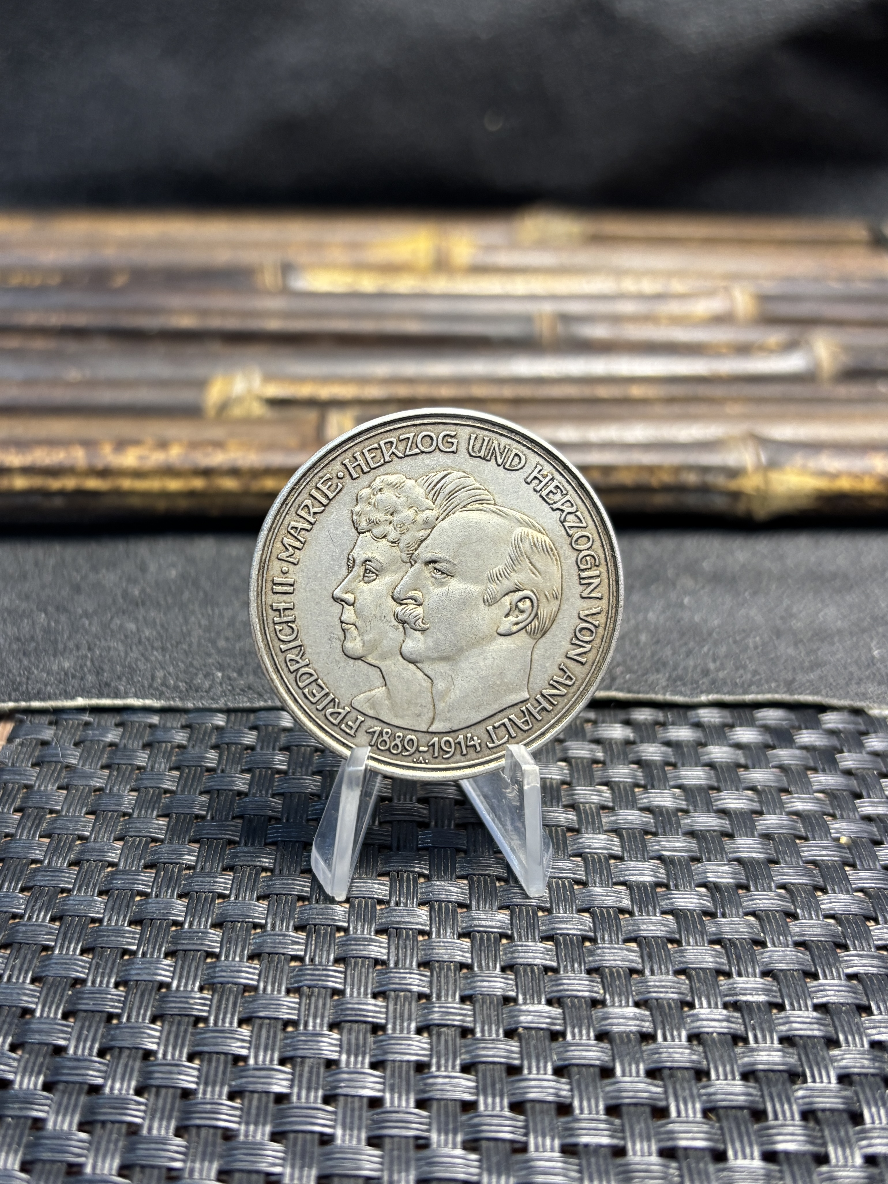 German States 1889 1914 5 Mark Frederick II Wedding Silver Plated Replica Coin Commemorative Medal,Historical Collectible Art Craft For Enthusiasts