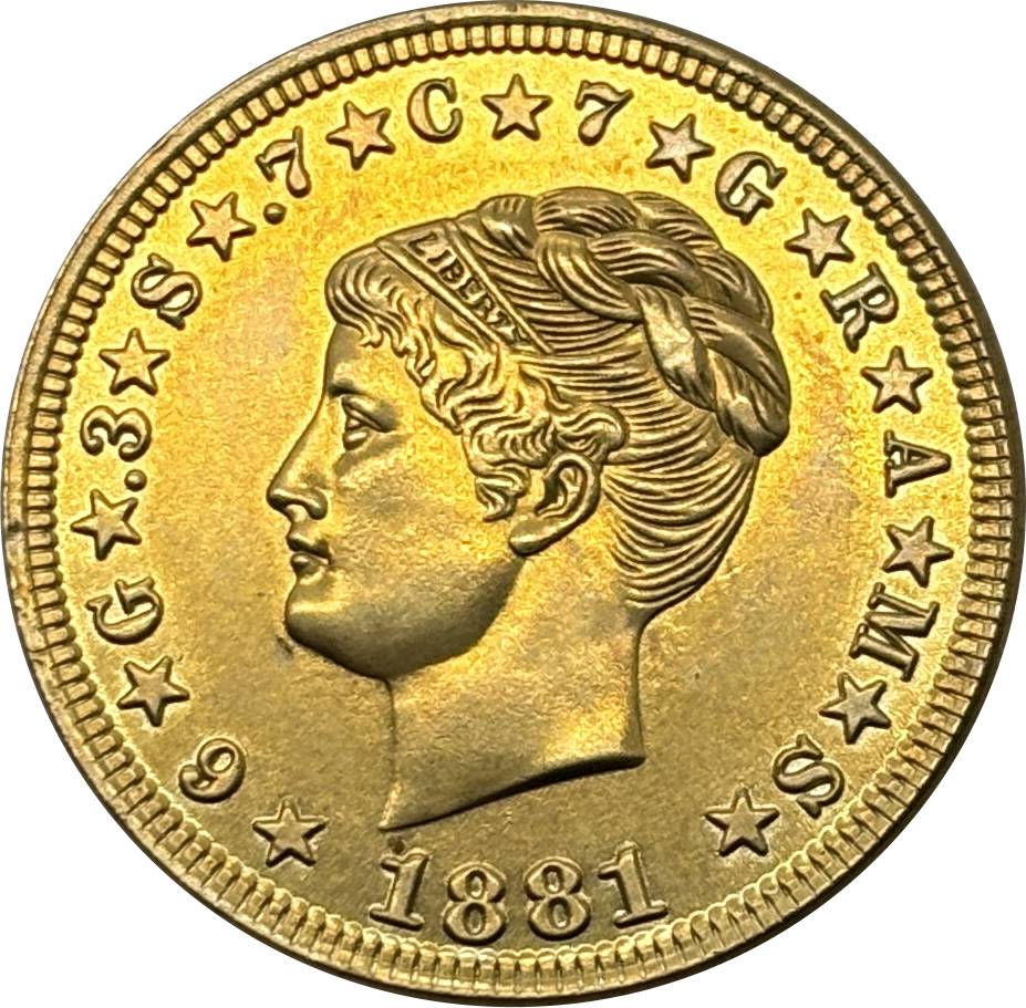 United States of America 1879 1881 4 Dollars Head of Liberty One Stella 400 Cents US Brass Metal Replica Coin Commemorative Medal,Historical Collectible Art Craft For Enthusiasts