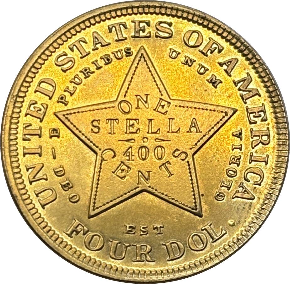 United States of America 1879 1881 4 Dollars Head of Liberty One Stella 400 Cents US Brass Metal Replica Coin Commemorative Medal,Historical Collectible Art Craft For Enthusiasts