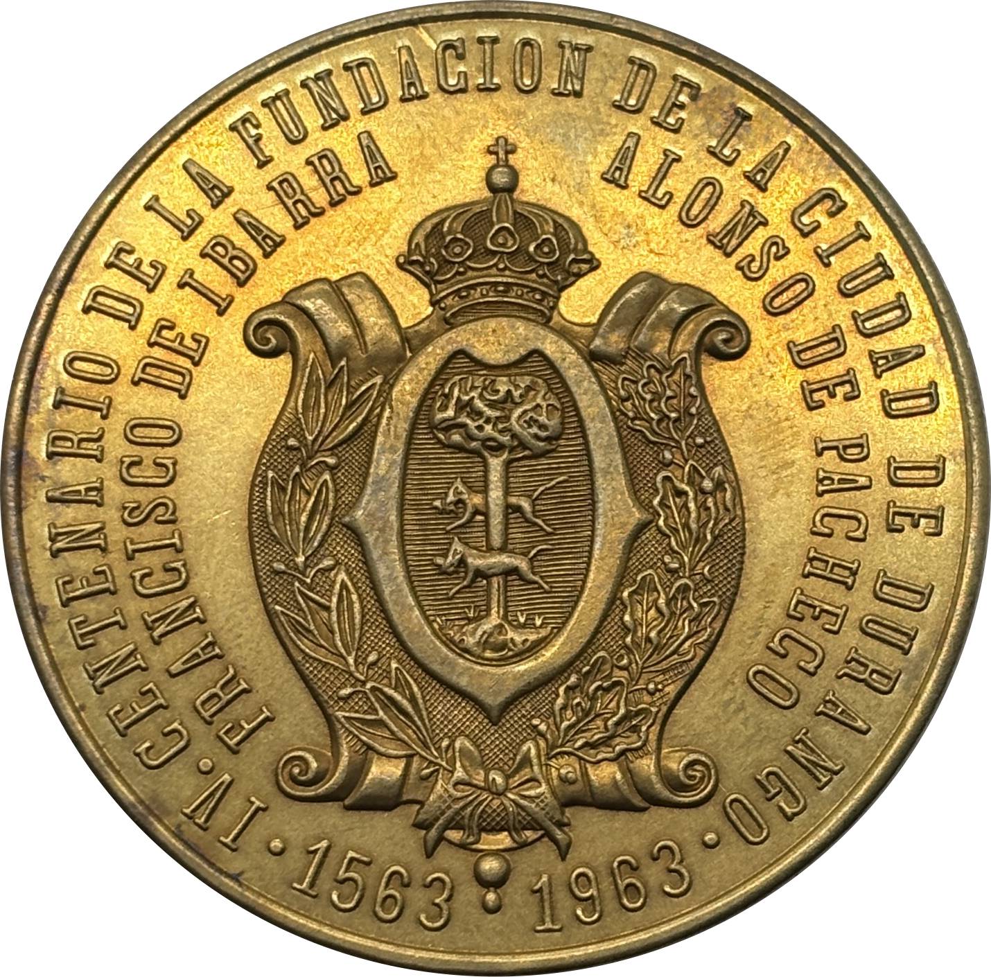 Mexico 1563 1963 City Of Durango Medal Gold Brass Metal Replica Coin Commemorative Medal,Historical Collectible Art Craft For Enthusiasts