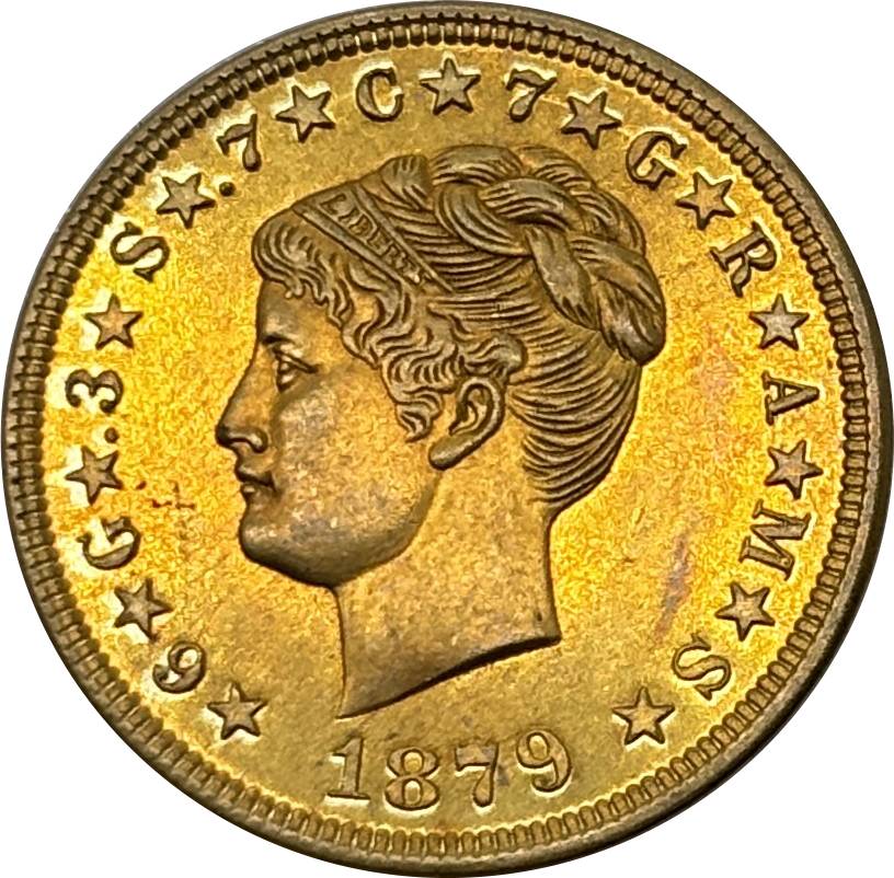 United States of America 1879 1881 4 Dollars Head of Liberty One Stella 400 Cents US Brass Metal Replica Coin Commemorative Medal,Historical Collectible Art Craft For Enthusiasts