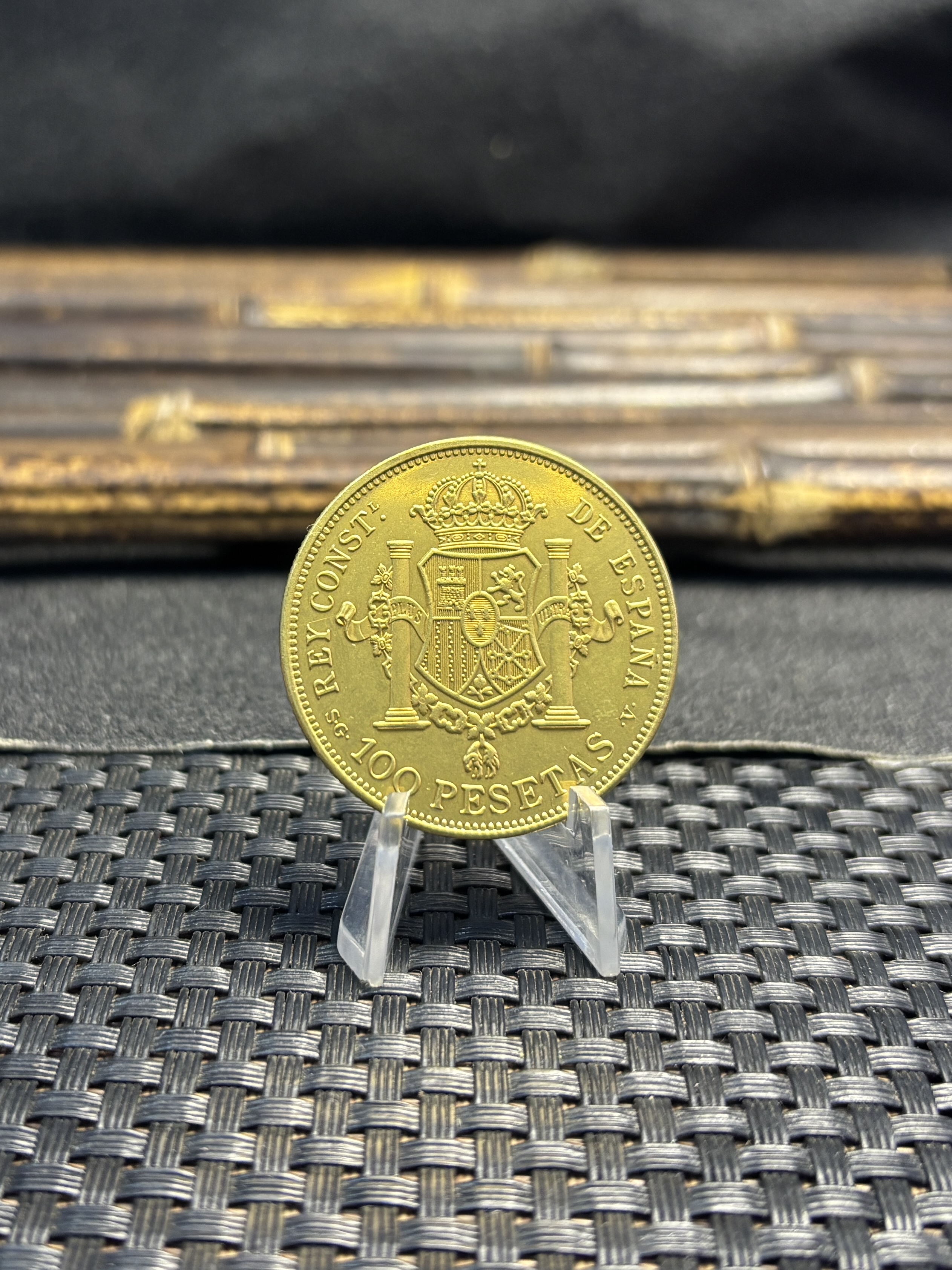 Spain 1897 100 Pesetas Alfonso XIII 3rd Portrait Brass Metal Replica Coin Commemorative Medal,Historical Collectible Art Craft For Enthusiasts