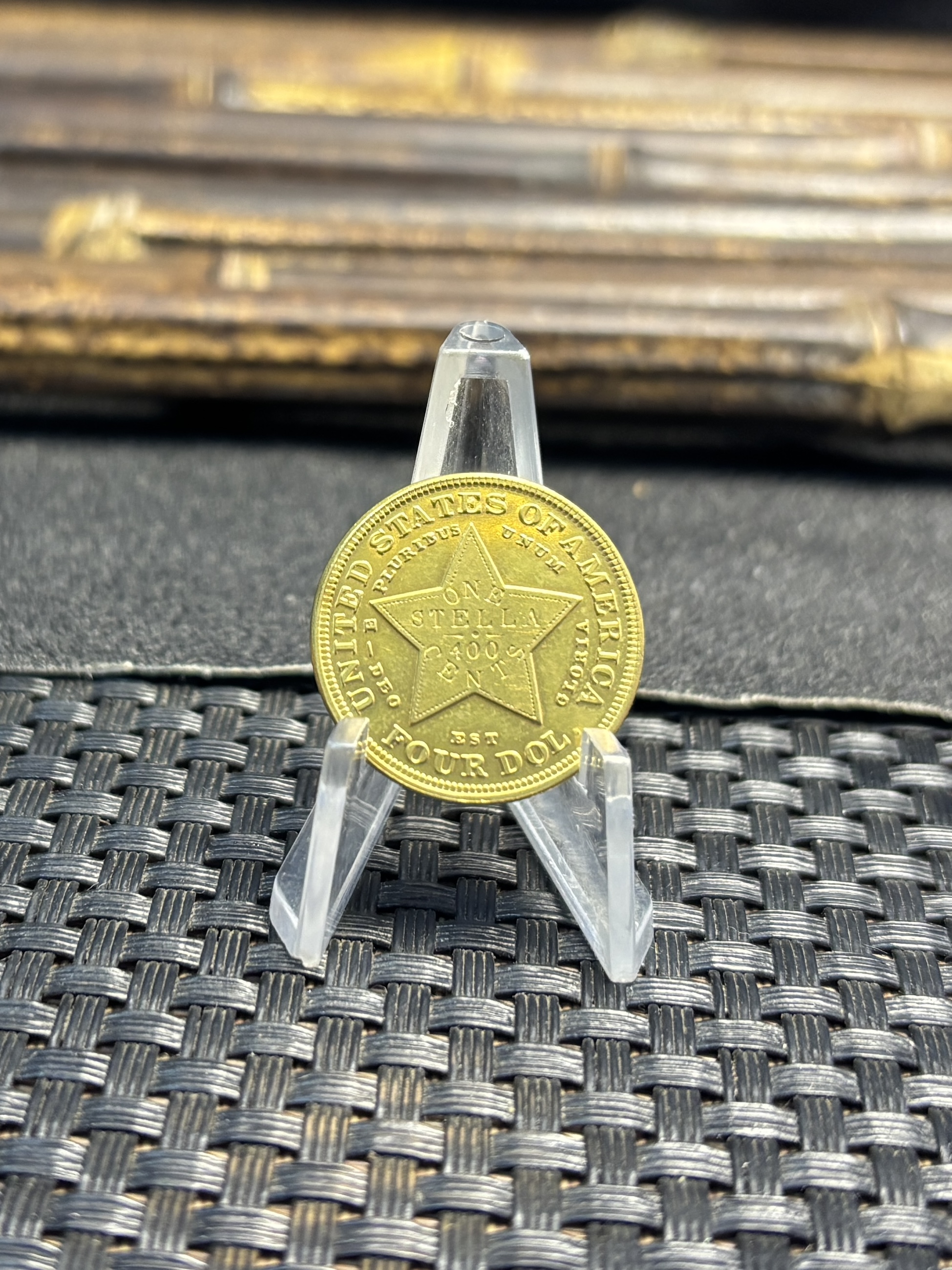 United States of America 1879 1881 4 Dollars Head of Liberty One Stella 400 Cents US Brass Metal Replica Coin Commemorative Medal,Historical Collectible Art Craft For Enthusiasts