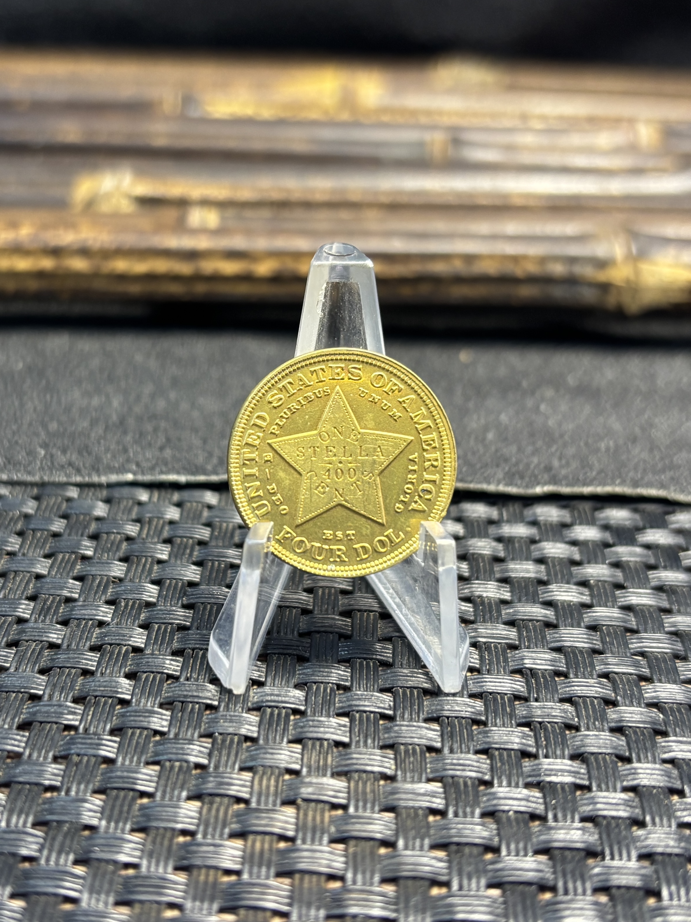United States of America 1879 1881 4 Dollars Head of Liberty One Stella 400 Cents US Brass Metal Replica Coin Commemorative Medal,Historical Collectible Art Craft For Enthusiasts