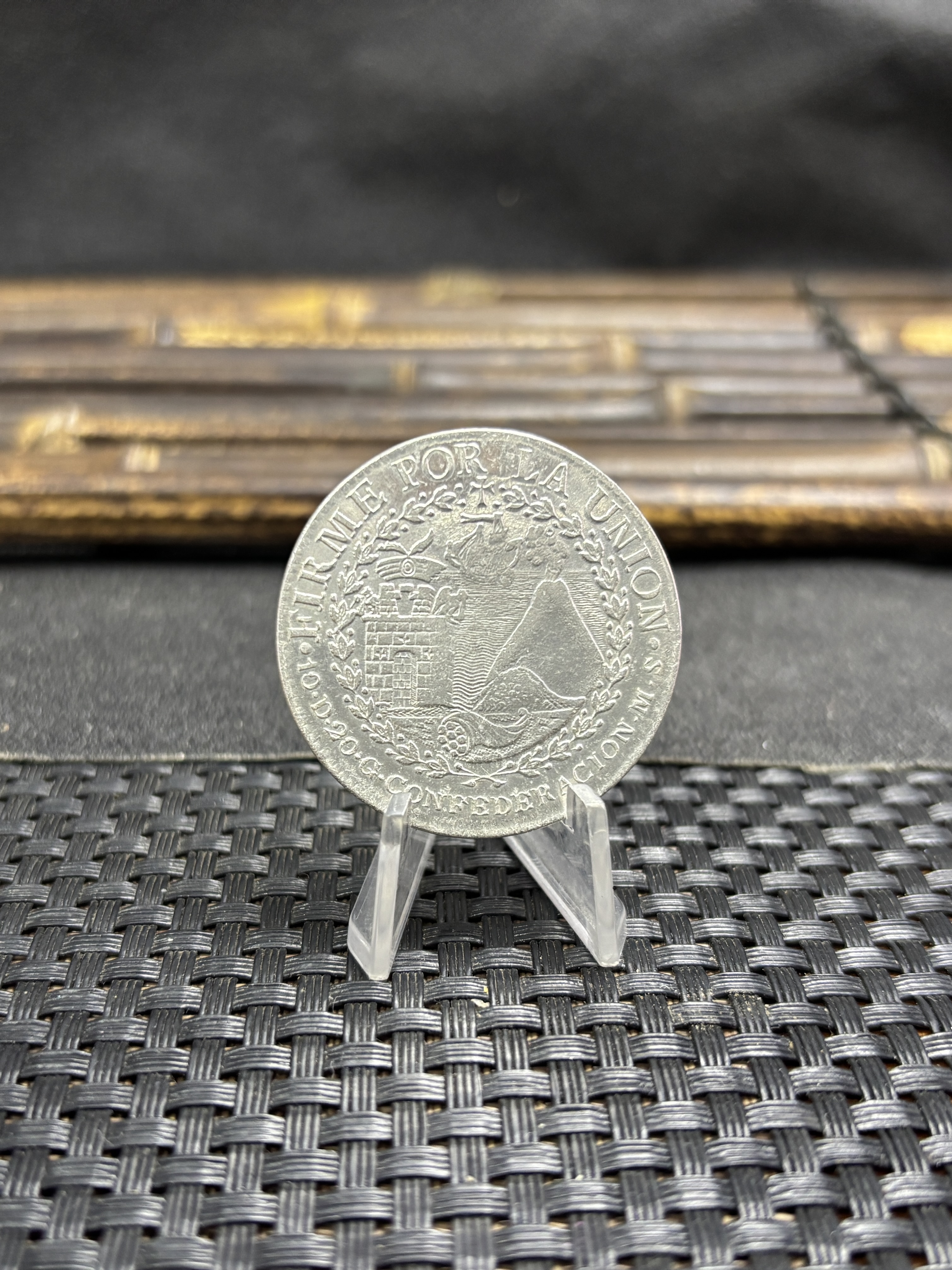 Peru 1838 South Peru Cuzco MS 8 Reales Sun Face Volcano peso Plated Silver Metal Replica Coin Commemorative Medal,Historical Collectible Art Craft For Enthusiasts