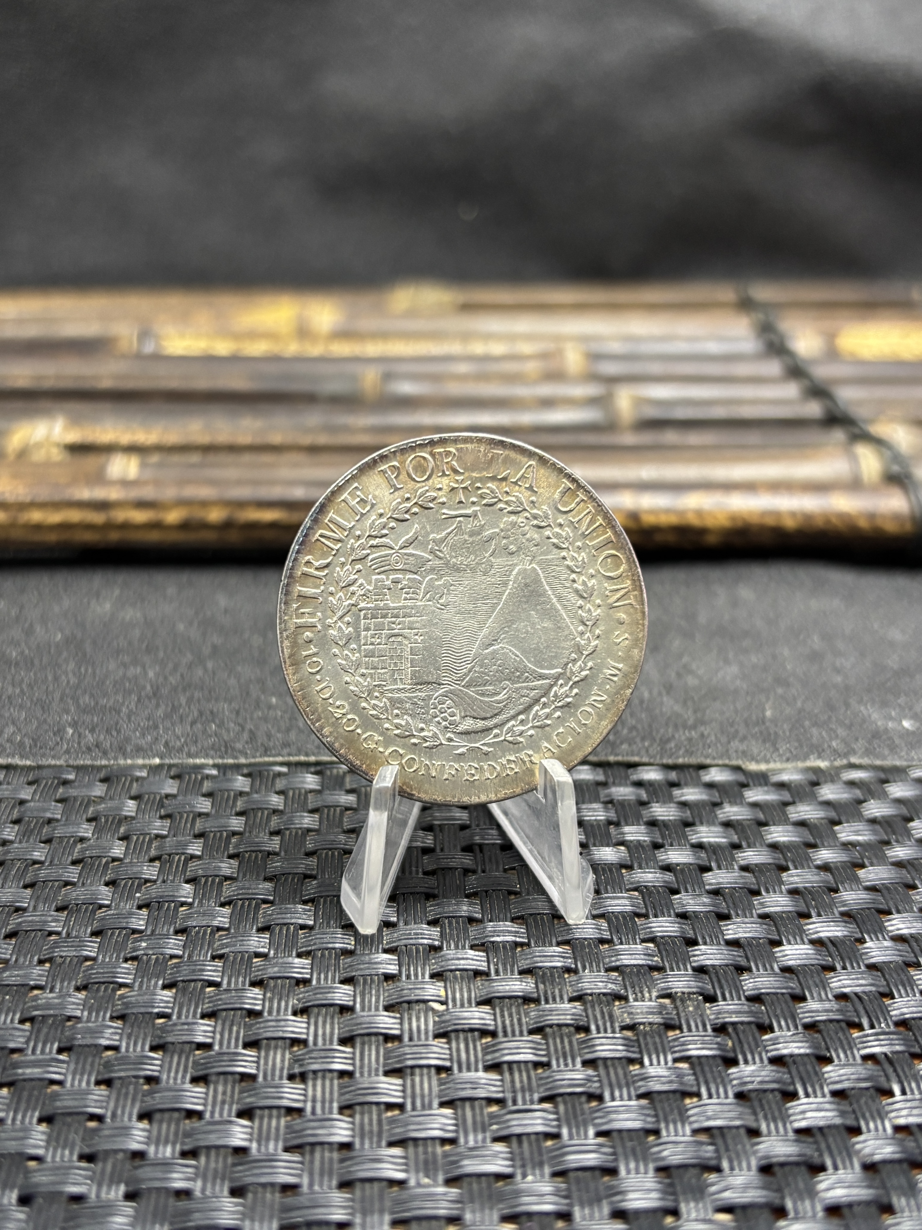Peru 1838 South Peru Cuzco MS 8 Reales Sun Face Volcano peso Plated Silver Metal Replica Coin Commemorative Medal,Historical Collectible Art Craft For Enthusiasts