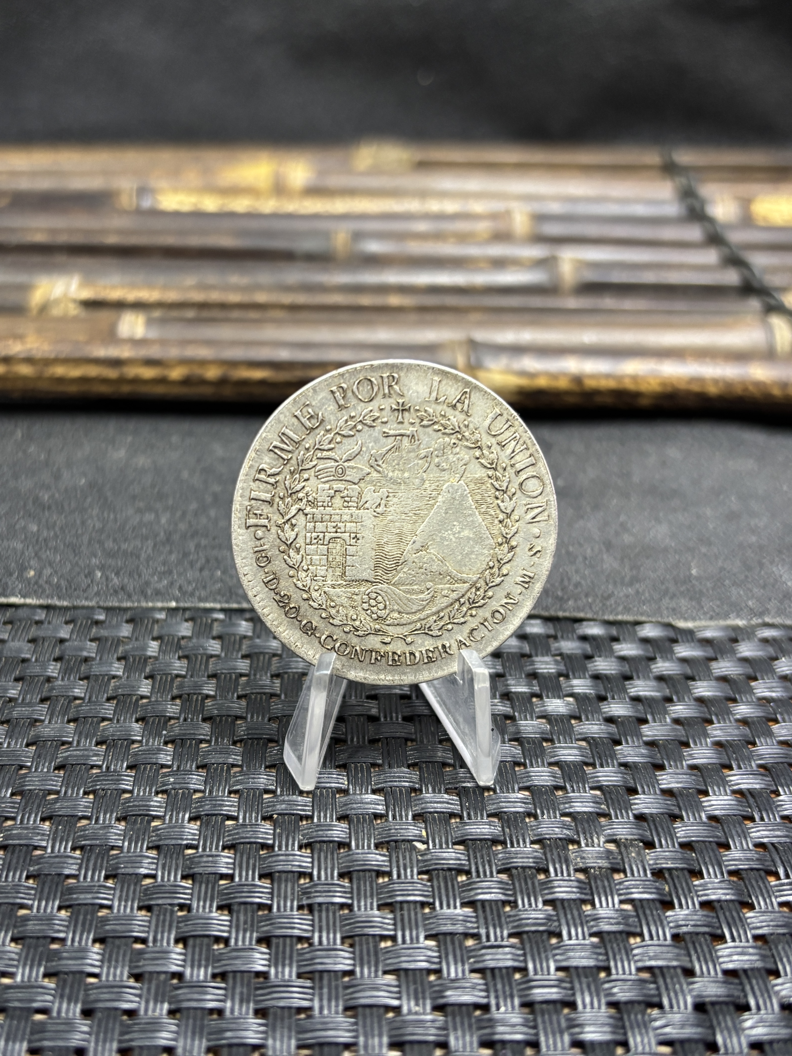 Peru 1838 South Peru Cuzco MS 8 Reales Sun Face Volcano peso Plated Silver Metal Replica Coin Commemorative Medal,Historical Collectible Art Craft For Enthusiasts
