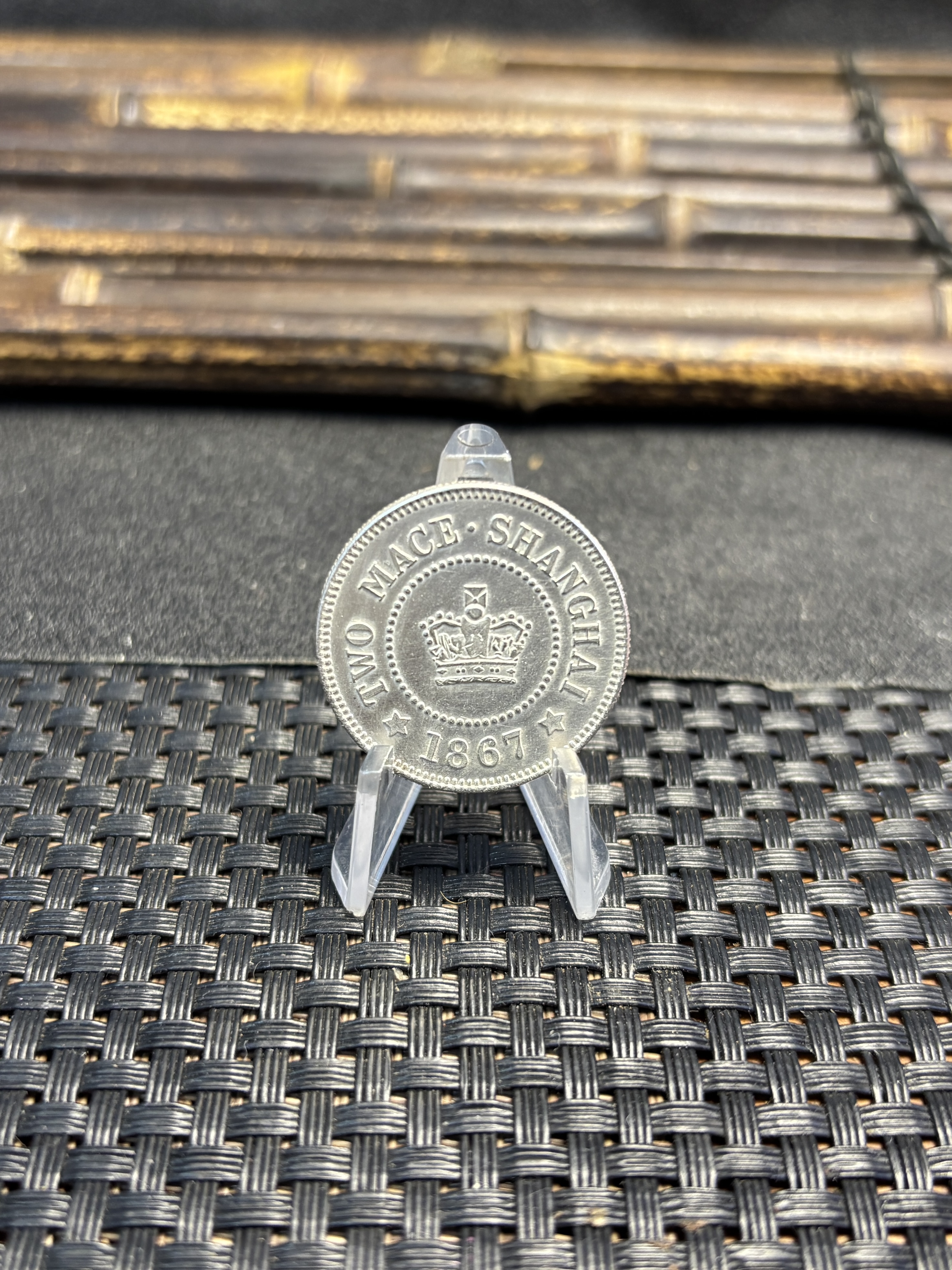 China 1867 2 Mace Shanghai Silver Plated Metal Replica Coin Commemorative Medal,Historical Collectible Art Craft For Enthusiasts