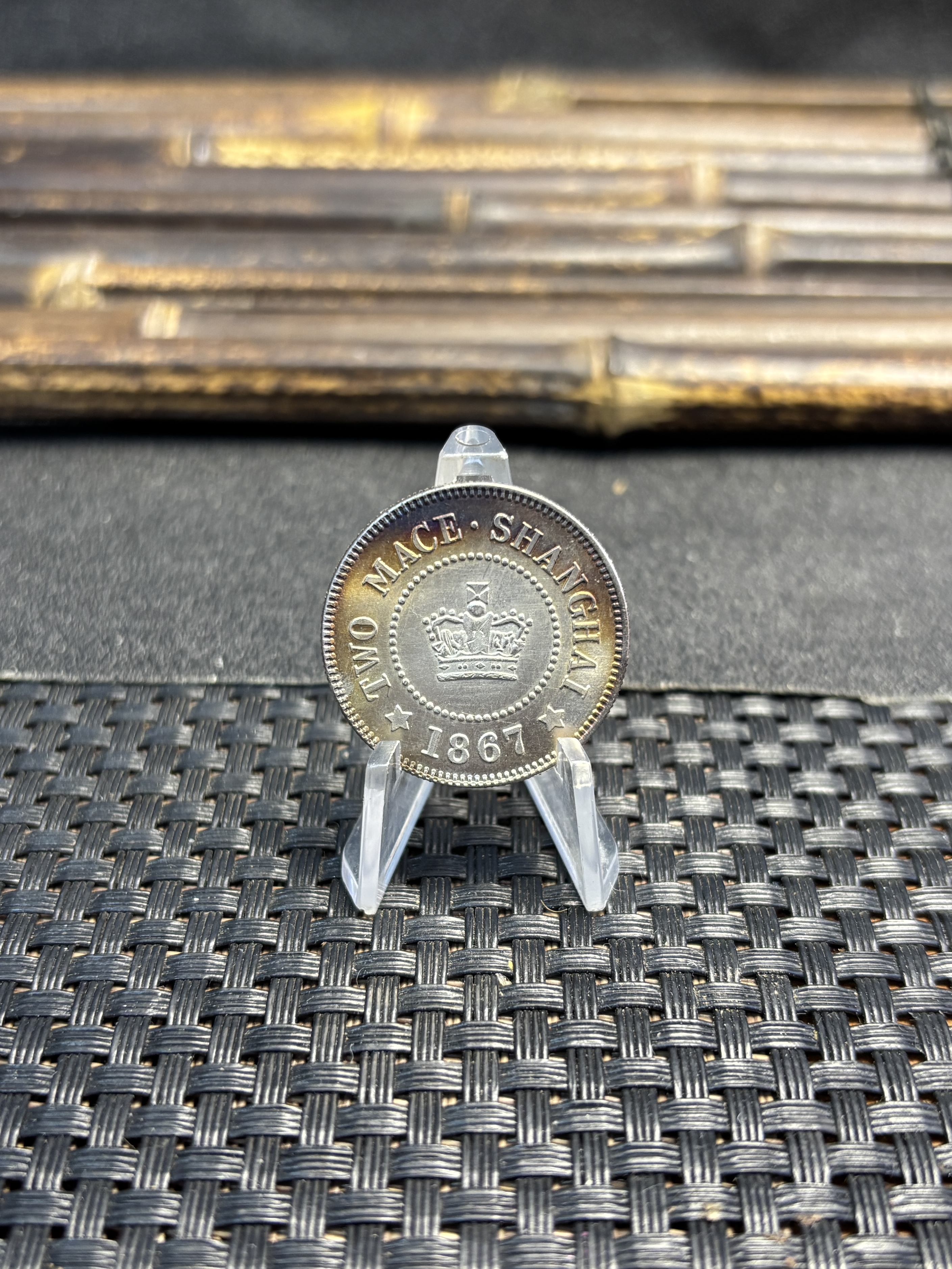 China 1867 2 Mace Shanghai Silver Plated Metal Replica Coin Commemorative Medal,Historical Collectible Art Craft For Enthusiasts
