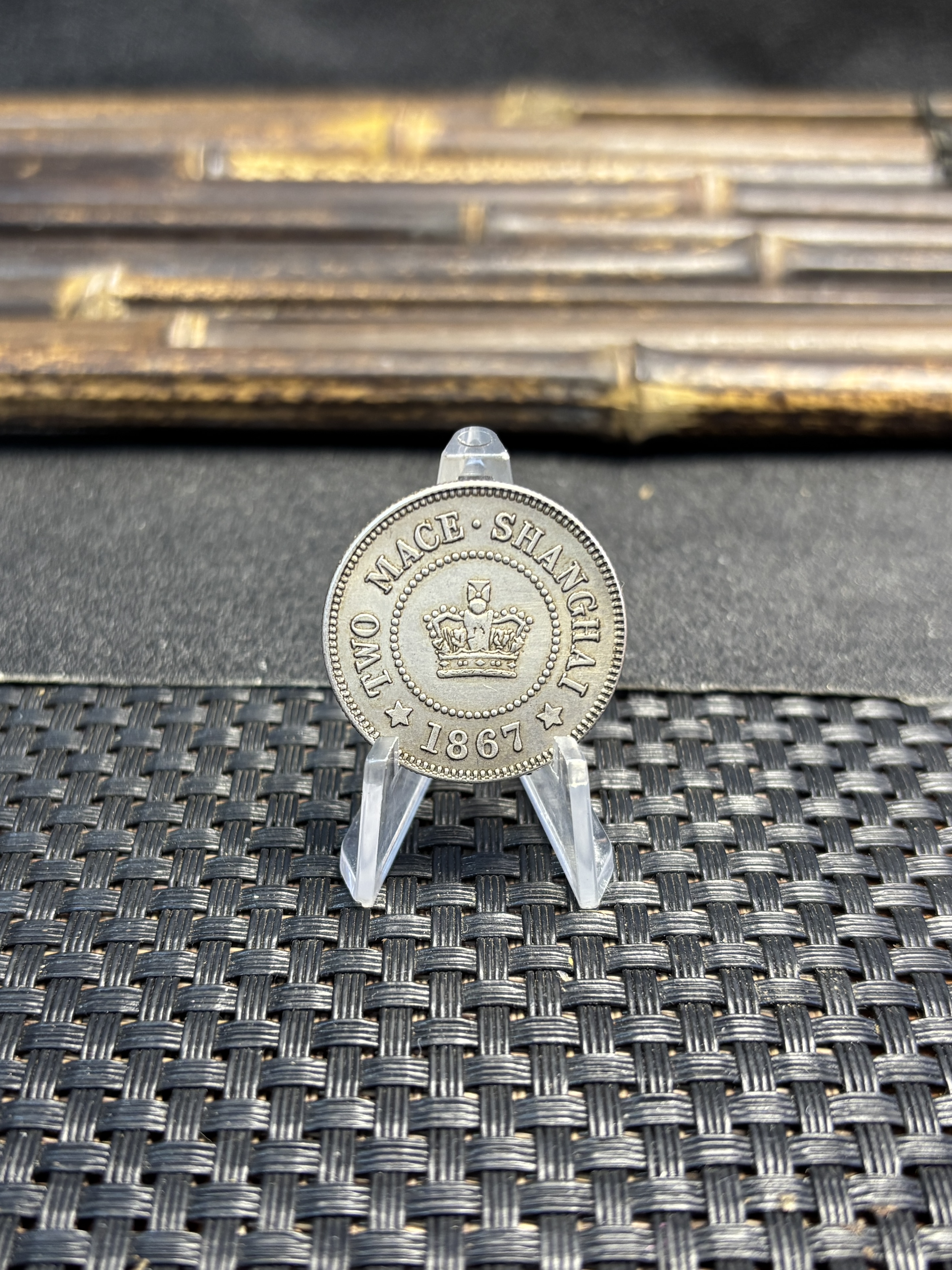 China 1867 2 Mace Shanghai Silver Plated Metal Replica Coin Commemorative Medal,Historical Collectible Art Craft For Enthusiasts