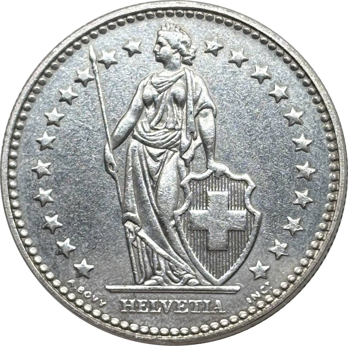Switzerland 1911 1964 2 Francs Helvetia Standing Silver Plated Replica Coin Commemorative Medal,Historical Collectible Art Craft For Enthusiasts