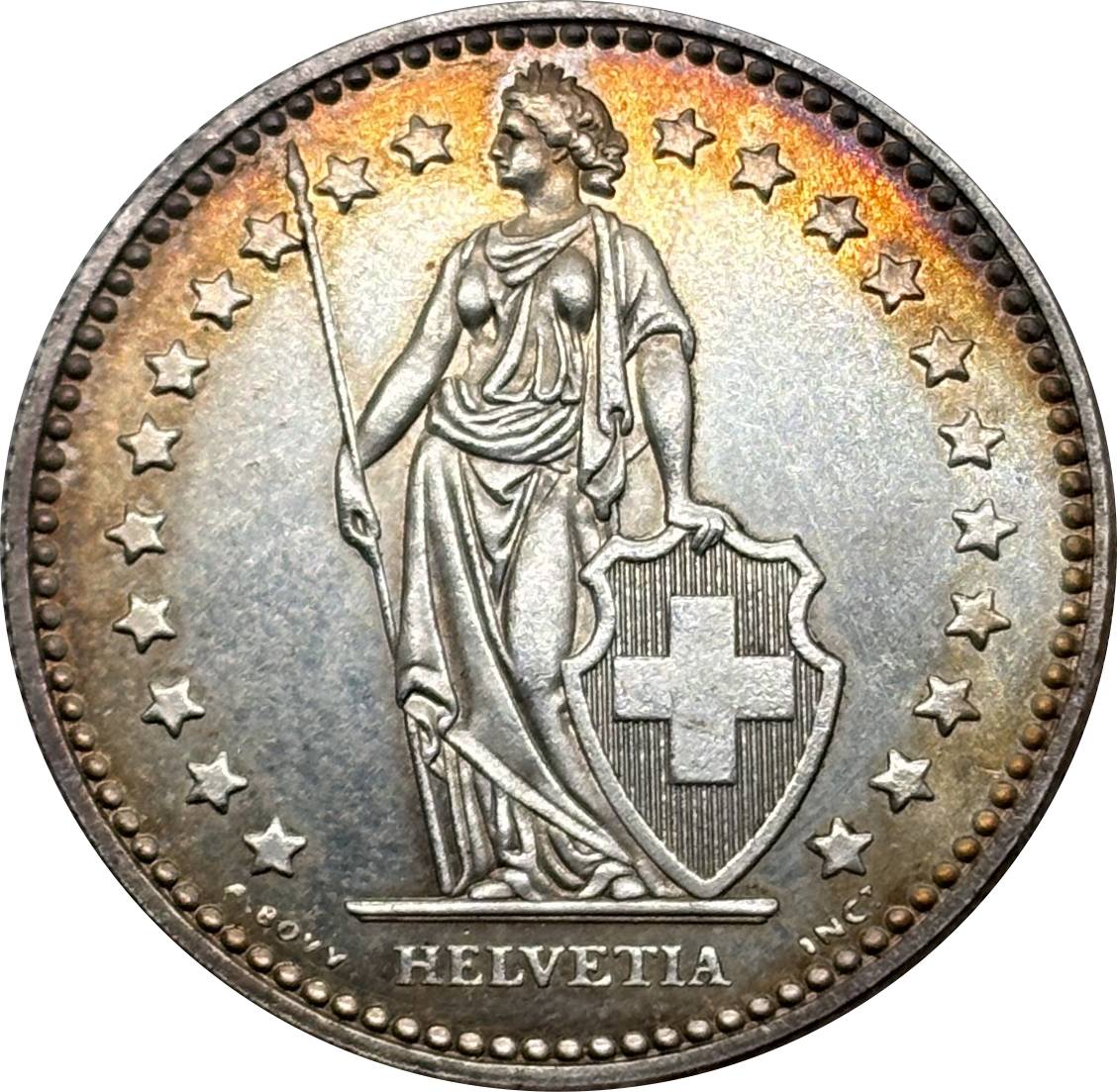 Switzerland 1911 1964 2 Francs Helvetia Standing Silver Plated Replica Coin Commemorative Medal,Historical Collectible Art Craft For Enthusiasts
