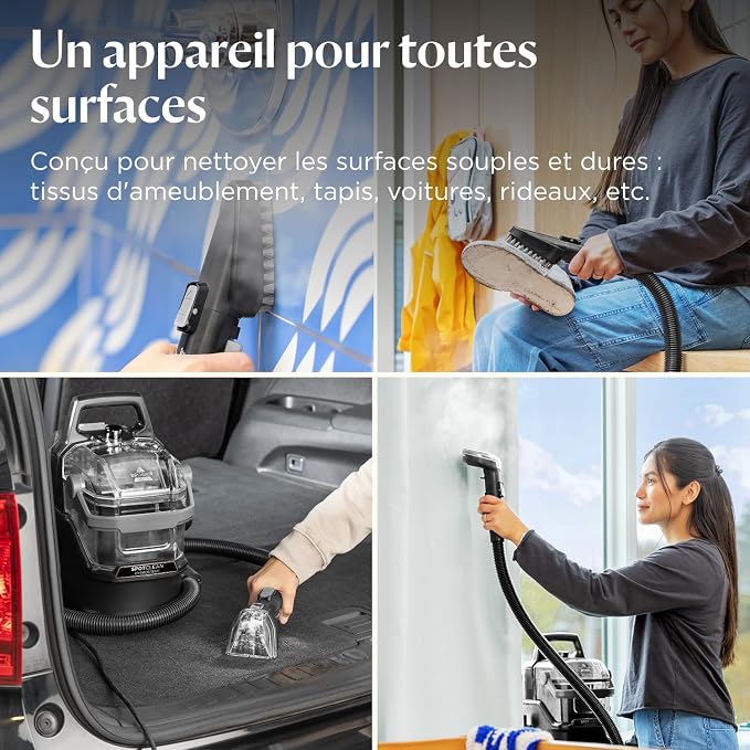 Nettoyeur Détacheur 3-en-1 – Vapeur, Lavage & Aspiration