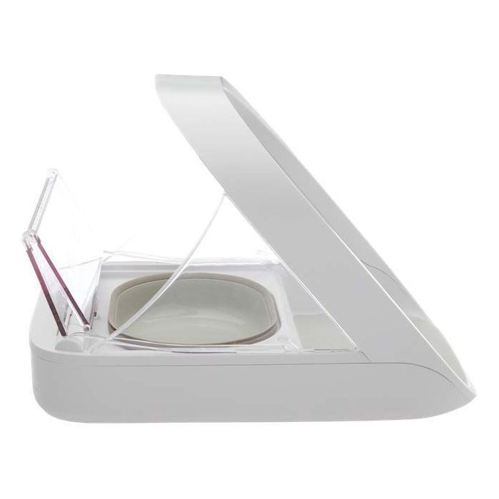 Distributeur de nourriture / croquettes à puce électronique - Blanc (bol simple, un bol double, un tapis et un médaillon)