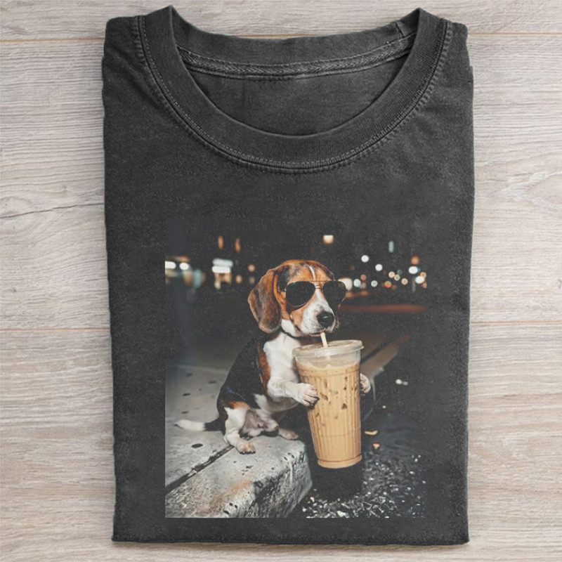 Funny Beagle Iced Coffee Dog T-shirt-NaturexCraft