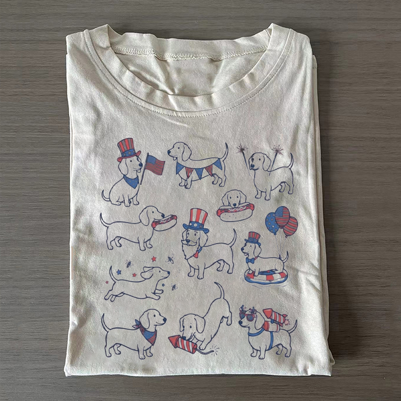4th of July Dachshund T-shirt-NaturexCraft