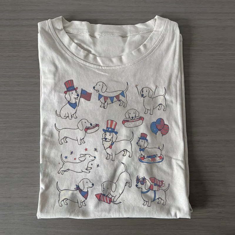 4th of July Dachshund T-shirt-NaturexCraft