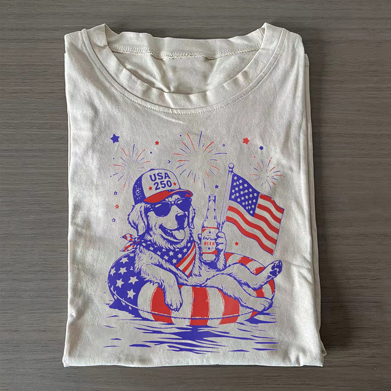 Patriotic Dog Fourth of July T-shirt-NaturexCraft