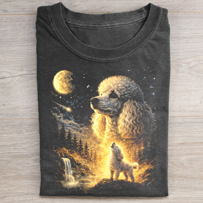 Poodle Howling To The Moon T-shirt-NaturexCraft