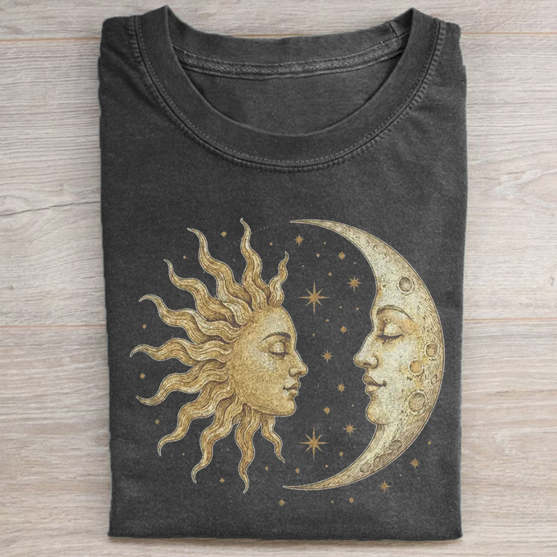 Vintage Sun Moon Celestial T-shirt-NaturexCraft