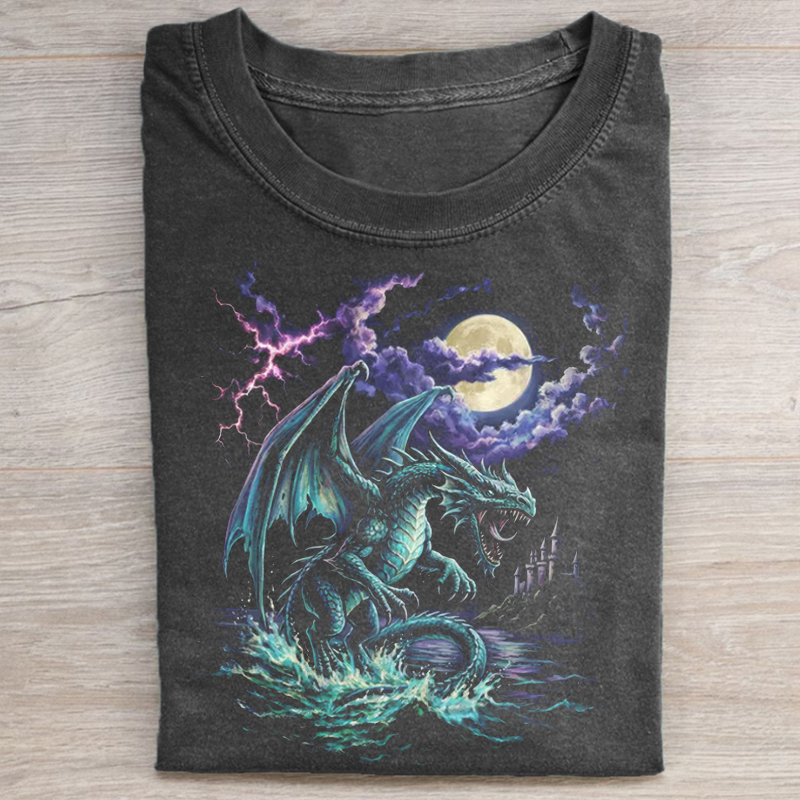 Dragon Fantasy Lightning Moon T-shirt-NaturexCraft