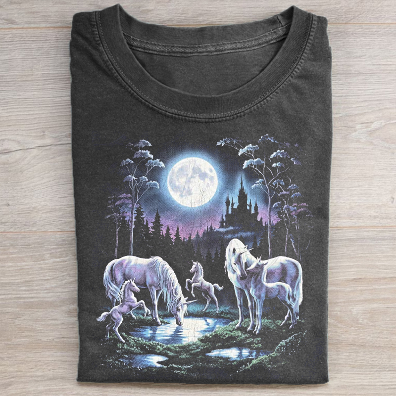 Vintage Unicorn Moonlight T-shirt-NaturexCraft