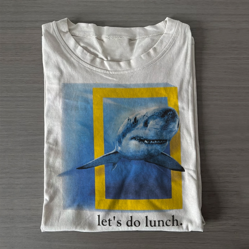 Let's Do Lunch Shark Graphic T-shirt-NaturexCraft