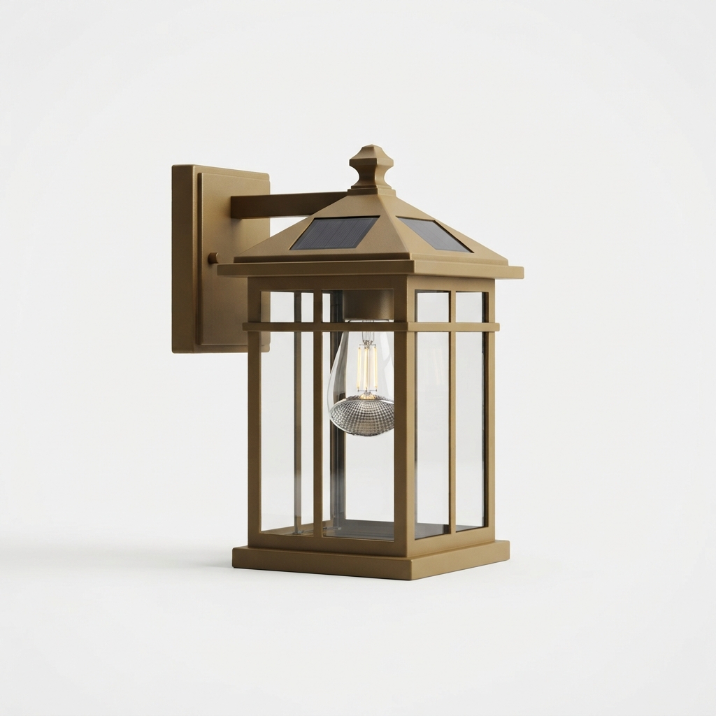 Dark golden solar wall lantern porch light set