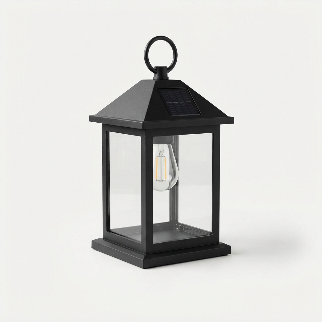 Black solar garden lantern pathway light set