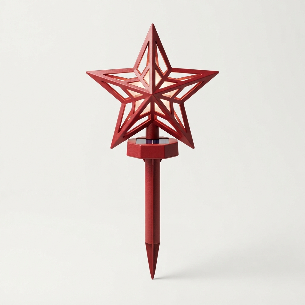 Red solar star garden stake light set
