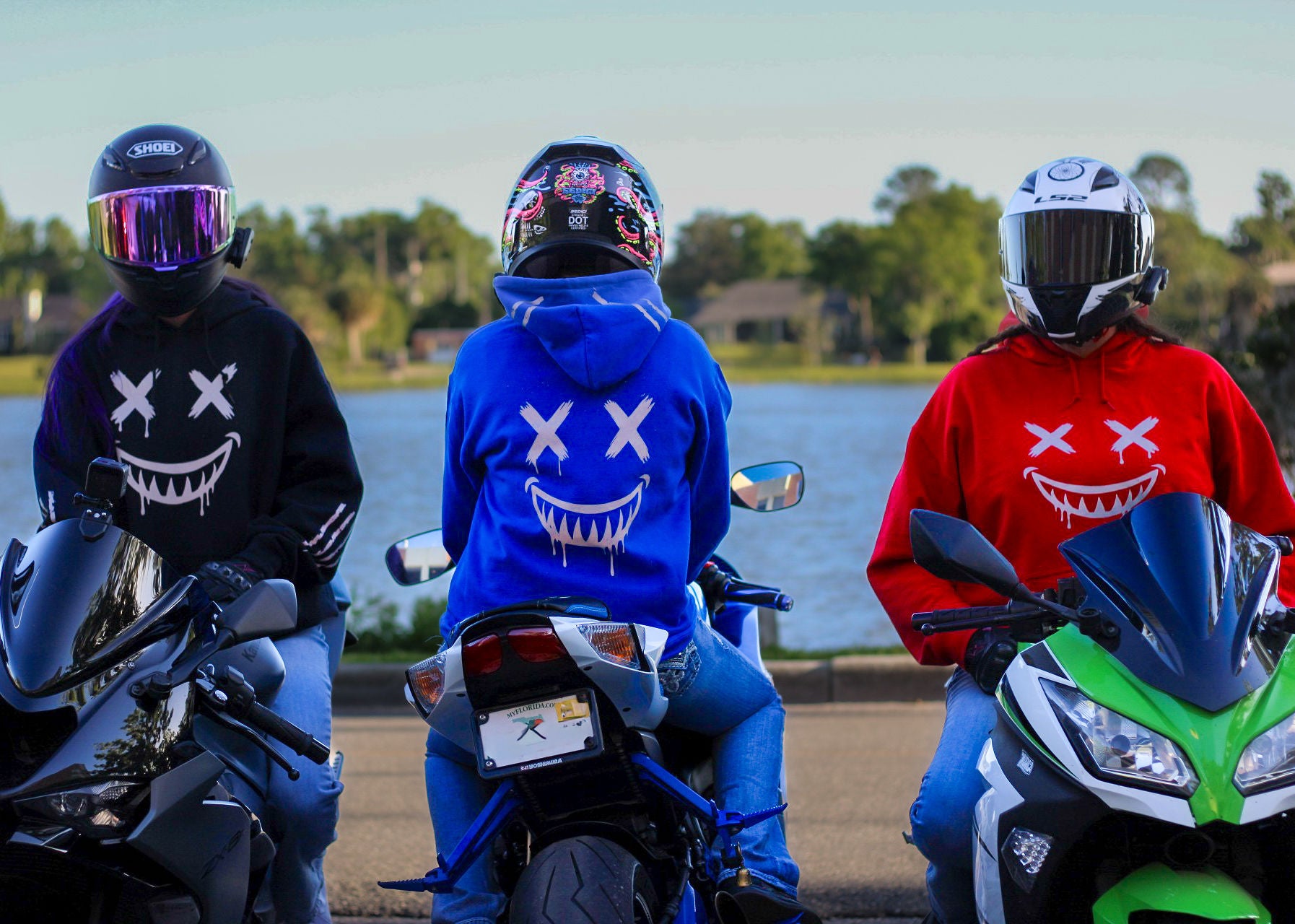 Reflective Smiley Motorcycle Hoodie - High Visibility Riding Hoodie — image 7