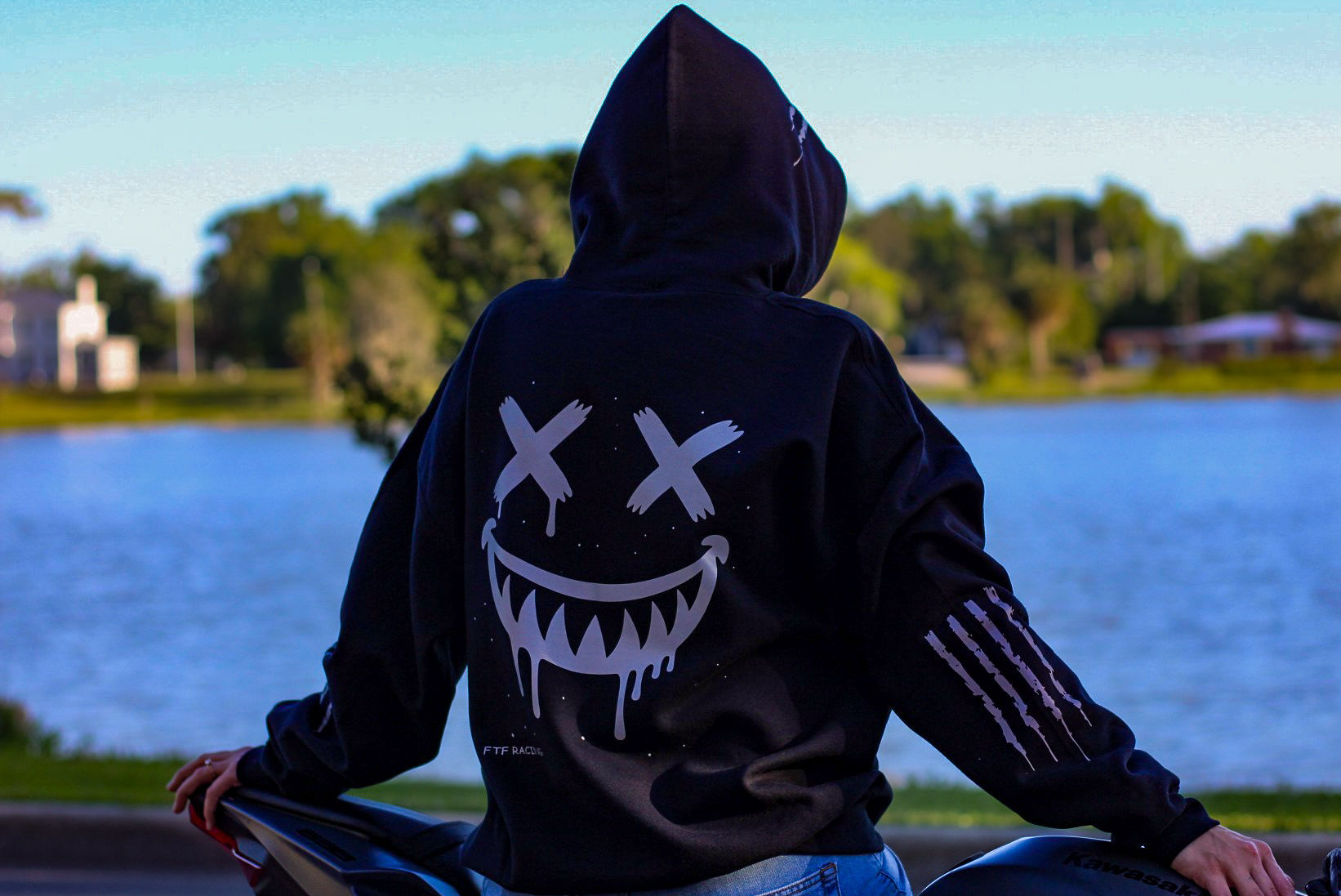Reflective Smiley Motorcycle Hoodie - High Visibility Riding Hoodie — image 3