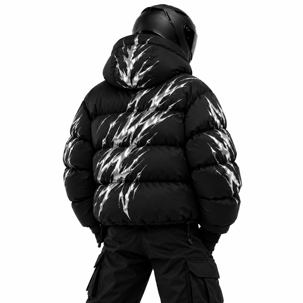 Ghost Torrent Reflective Down Puffer rear studio view