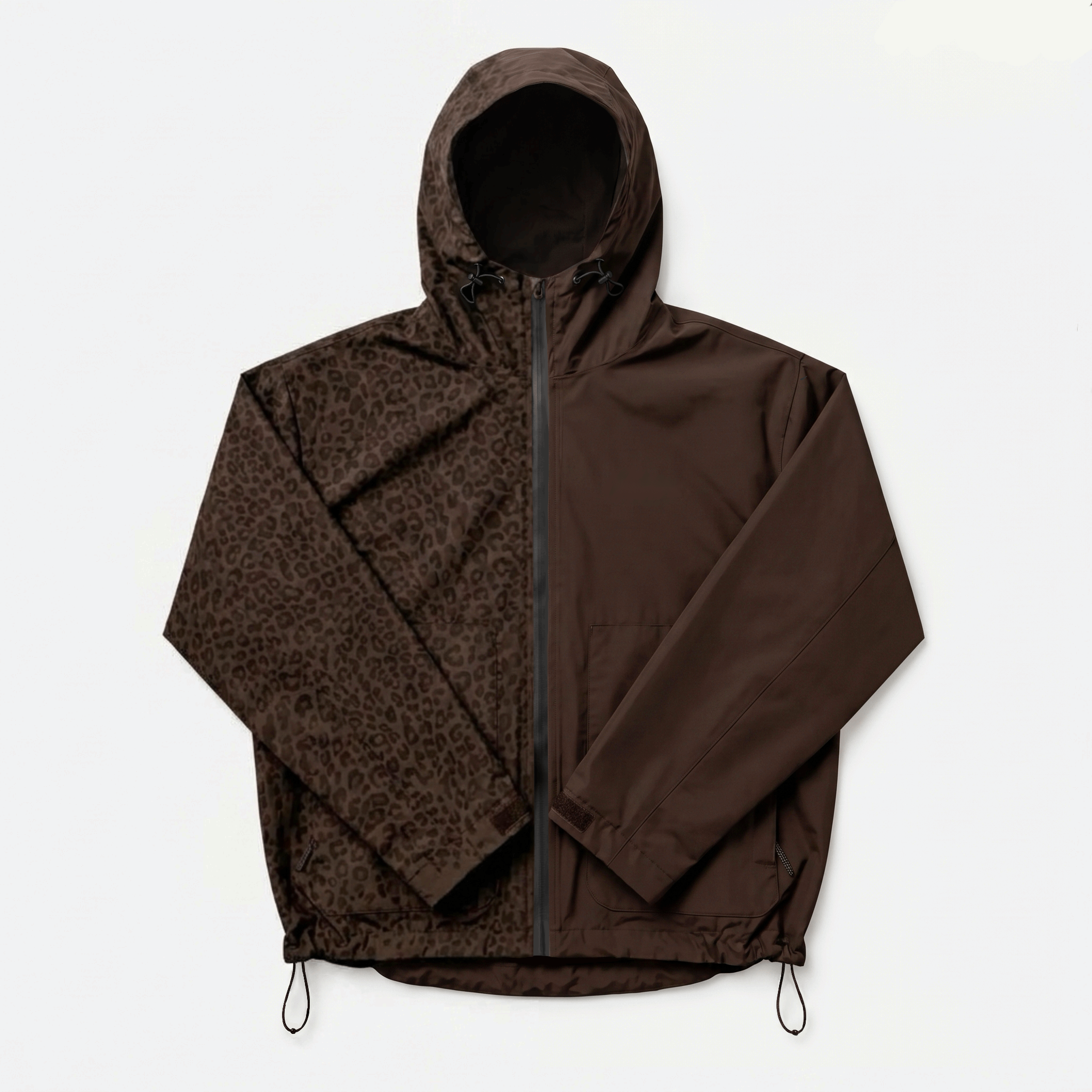 VALURNE water-reactive cheetah rain jacket — Brown