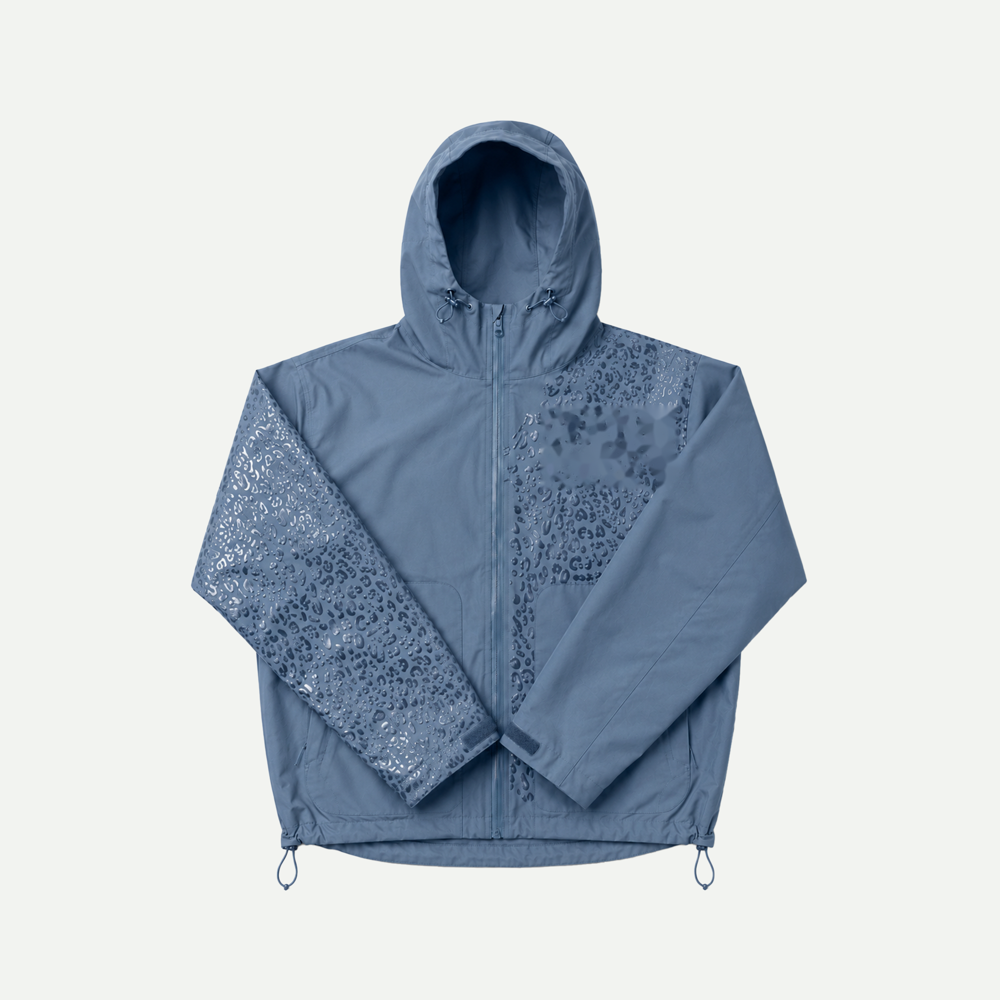 Water Reactive Cheetah Rain Jacket - Blue — clean gallery image