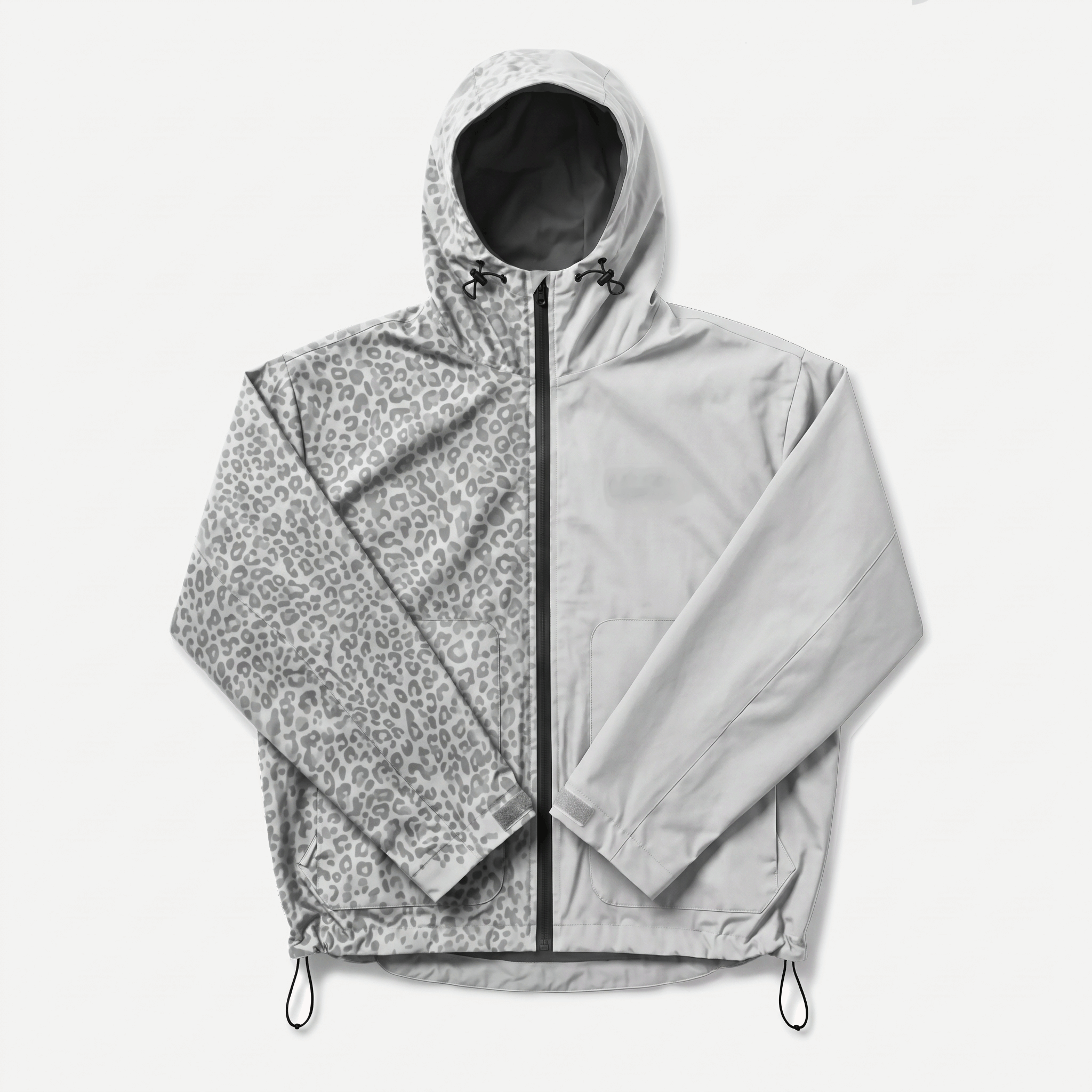 VALURNE water-reactive cheetah rain jacket — Grey