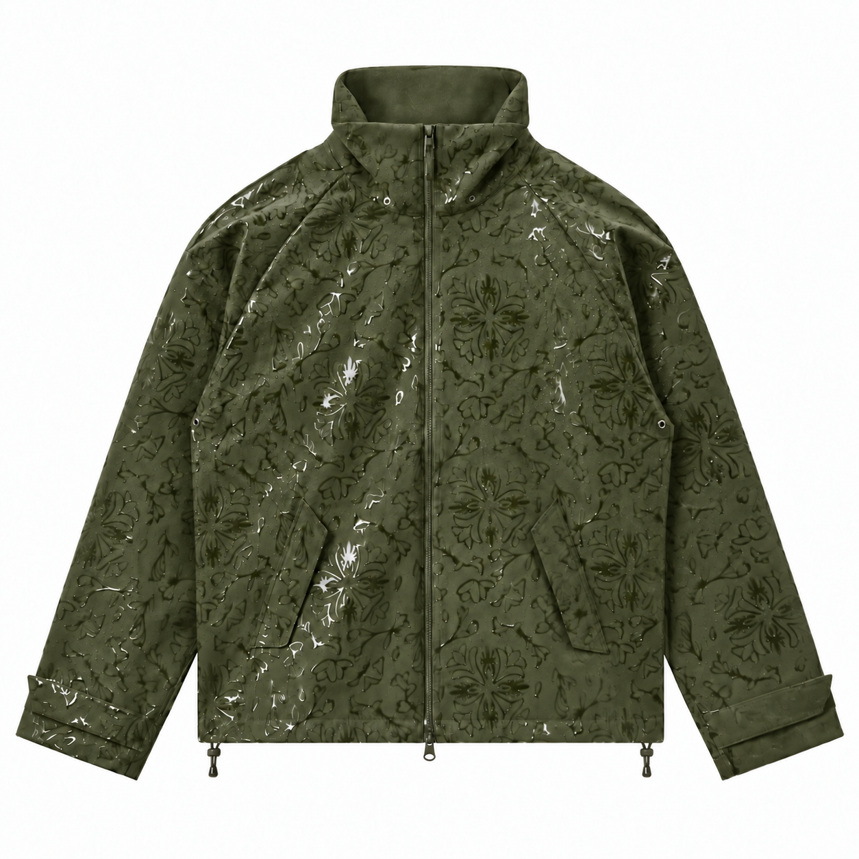 Olive green Vanguard water-reactive rain jacket product view