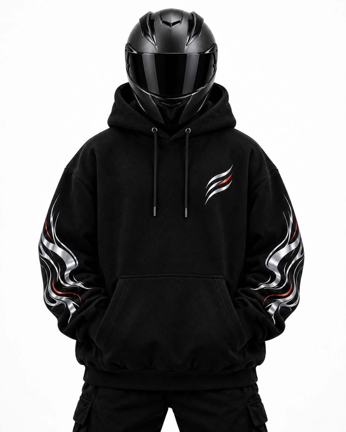 Signal Flame Reflective Hoodie front studio view