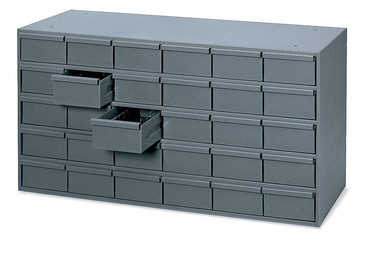 Durham 035-95 Drawer Bin Cabinet, 17-1/4 in. D, Gray