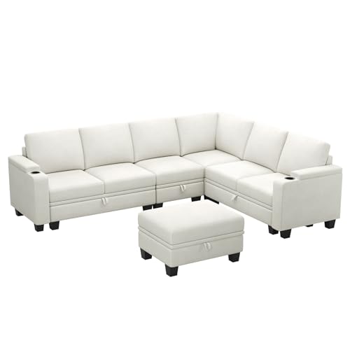 Belffin Modular Sectional Sofa Couch with Storage U Shape Convertible Corner Couches for Living Room Dark Grey Couch