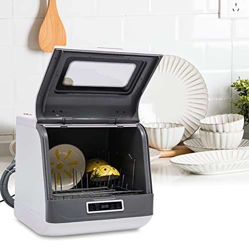 Compact Dishwasher 1200W Mini Portable Countertop Dishwasher 3/4 Washing Program Deep Cleaning for Small Apartments, Dorms and RV