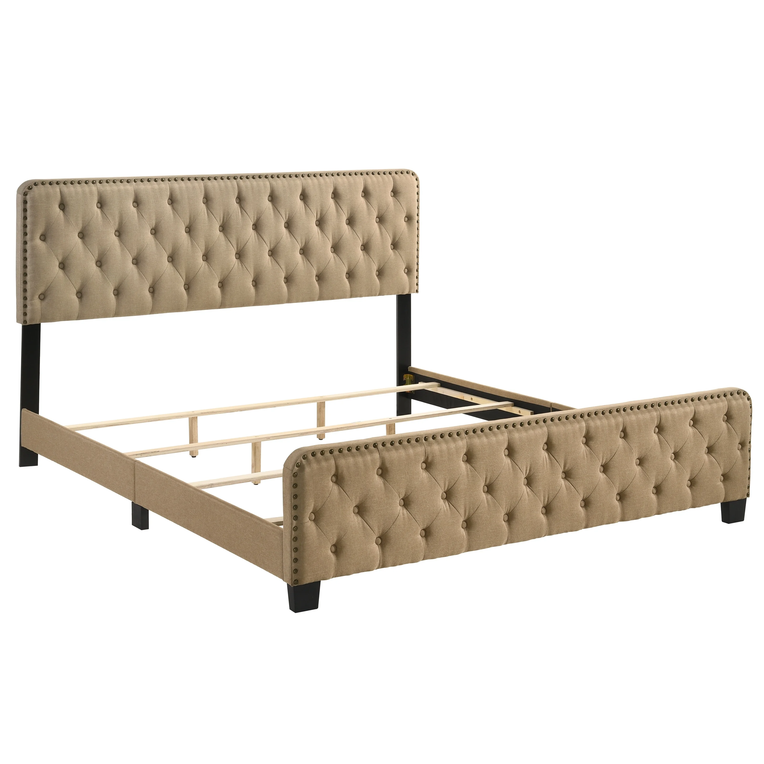 Furniture of America  Tilly Button Tufted Fabric Upholstered Bed Brown King