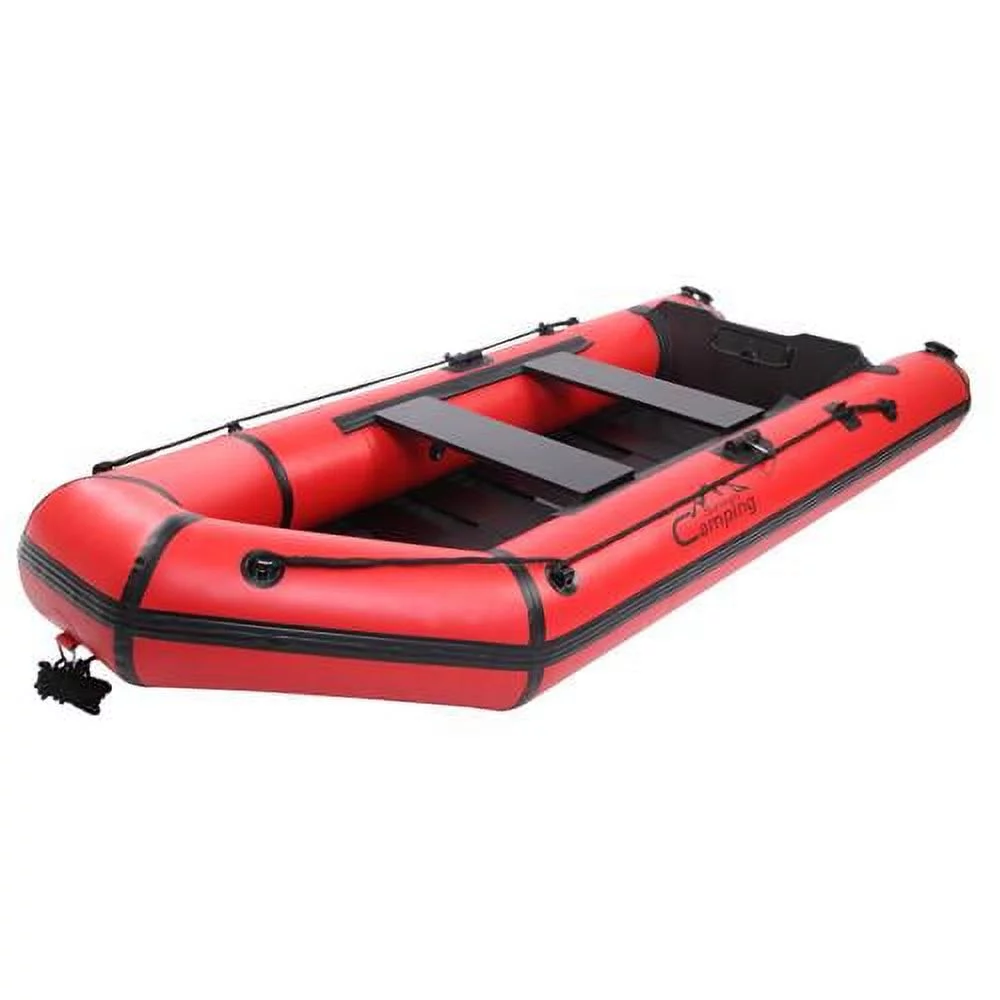 Campingsurvivals 10ft Thickened Inflatable Boat, Rafting Boats with Oars and Air Pump, Red/Black - Radiant Selections