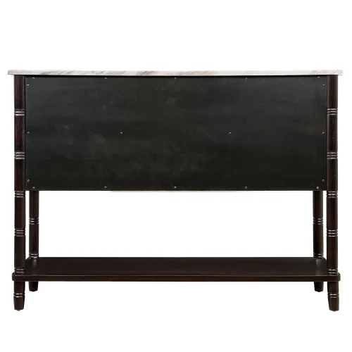 Entryway Table with artificial stone look tabletop , 47'' Farmhouse & Modern Console Table with Storage