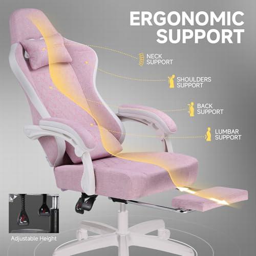 GTPLAYER Office Chair, Gaming Computer Desk Fabric Chair with Footrest